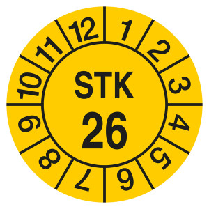 Prüfplakette STK Gelb Jahreszahl zweistellig