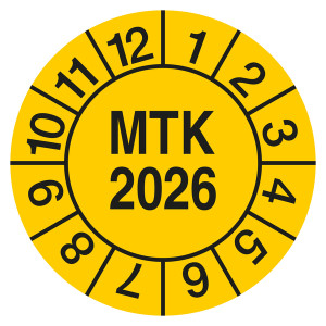 Prüfplakette MTK Gelb Jahreszahl vierstellig
