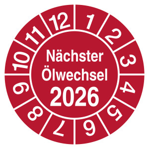 Prüfplakette Nächster Ölwechsel mit Jahreszahl Rot