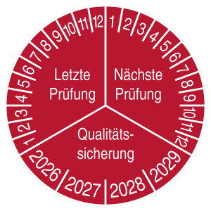 Prüfplakette Letzte Prüfung Nächste Prüfung Qualitätssicherung Rot