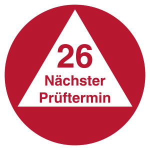 Prüfplakette Nächster Prüftermin mit Jahreszahl zweistellig Rot
