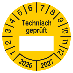 Prüfplakette Technisch geprüft Gelb
