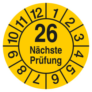 Prüfplakette Nächste Prüfung Gelb