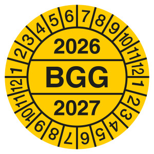Prüfplakette BGG Gelb