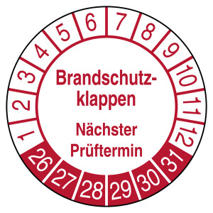 Prüfplakette Brandschutzklappen Nächster Prüftermin Weiß