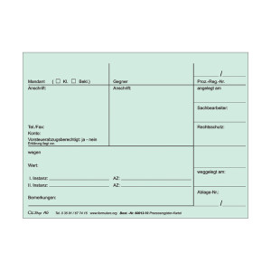 Prozessregister-Kartei grün 100er Pack