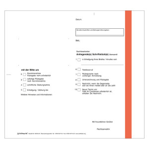 Übersendungszettel mit Grußformel "Rechtsanwältin" 21 x 21 cm 100er Pack