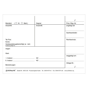 Prozessregister-Kartei weiß 100er Pack