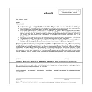 Einheitsvollmacht mit Zahlstellenangabe 100er Pack