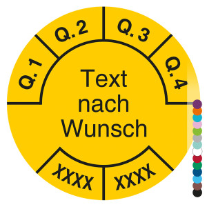 Mehrjahresprüfplakette mit Wunschtext und Wunschfarbe für 2 Jahre, Jahreszahl vierstellig