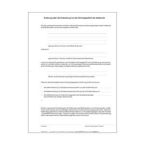 Entbindung von der Schweigepflicht der Heilberufe 100er Pack