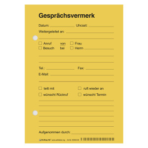 Gesprächsvermerk DIN A6 hoch
