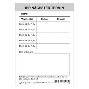 Terminzettel Terminblock, DIN A7, 50 Blatt/Block