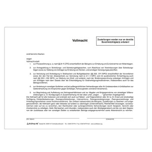 Einheitsvollmacht mit Namenseindruck 100er Pack