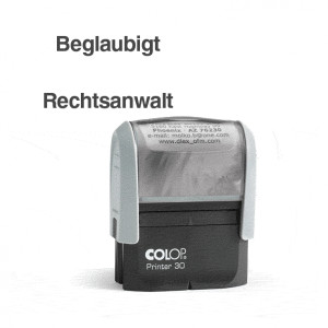 Automatikstempel mit Text "Beglaubigt - Rechtsanwalt"