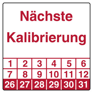 Prüfplakette Nächste Kalibrierung Weiß
