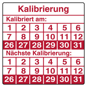 Prüfplakette Kalibrierung Weiß