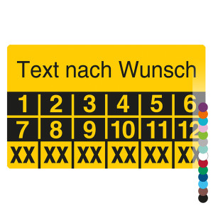Mehrjahresprüfplakette mit Wunschtext und Wunschfarbe rechteckig für 6 Jahre