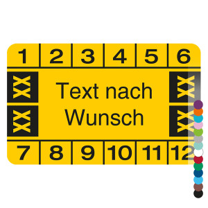 Mehrjahresprüfplakette mit Wunschtext und Wunschfarbe rechteckig für 4 Jahre