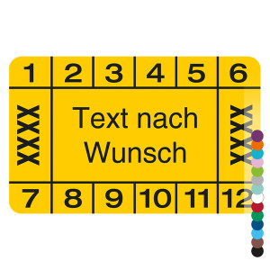 Mehrjahresprüfplakette mit Wunschtext und Wunschfarbe rechteckig für 2 Jahre