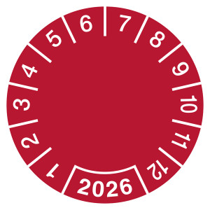 Prüfplakette zum Selbstbeschriften mit Jahreszahl (vierstellig) Rot
