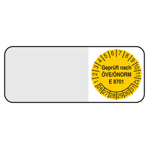Kabelprüfplakette Geprüft nach ÖVE/ÖNORM E 8701 Gelb