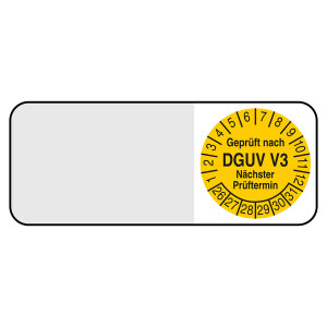 Kabelprüfplakette Geprüft nach DGUV V3 Nächster Prüftermin Gelb