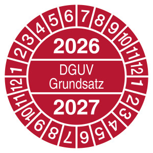 Prüfplakette DGUV Grundsatz Rot
