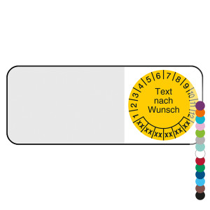 Kabelprüfplakette mit Wunschtext und Wunschfarbe für 6 Jahre