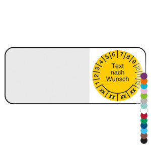 Kabelprüfplakette mit Wunschtext und Wunschfarbe für 4 Jahre