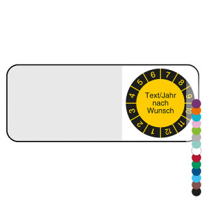 Kabelprüfplakette mit Wunschtext, Jahr und Wunschfarbe