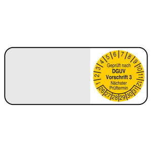 Kabelprüfplakette Geprüft nach DGUV Vorschrift 3 Nächster Prüftermin Gelb
