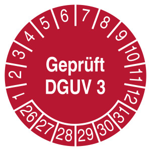 Prüfplakette Geprüft DGUV 3 Rot