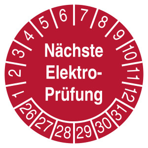 Prüfplakette Nächste Elektro-Prüfung Rot