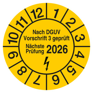 Prüfplakette Nach DGUV Vorschrift 3 geprüft Nächste Prüfung Gelb
