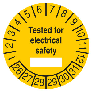 Prüfplakette Tested for electrical safety Gelb