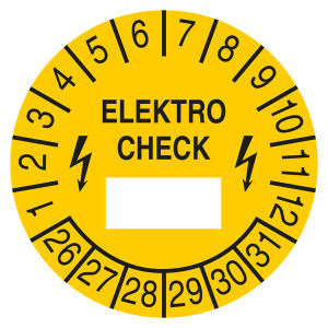 Prüfplakette ELEKTRO CHECK Gelb