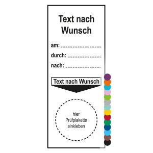 Grundplakette mit Wunschtext, am:, durch:, nach: und zum Selbstbeschriften