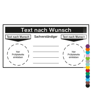 Grundplakette Wartungsnachweis mit Wunschtext