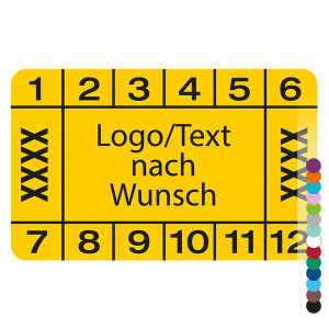 Mehrjahresprüfplakette mit Logo, Wunschtext und Wunschfarbe rechteckig für 2 Jahre