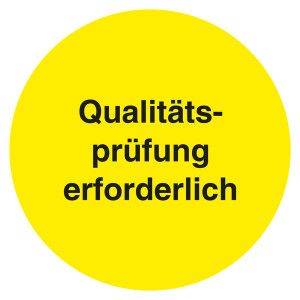 Qualitätskennzeichen Qualitätsprüfung erforderlich Gelb Rund