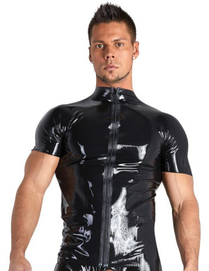 Late X Tee Shirt en Latex avec Zip