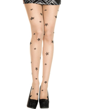 Music Legs Collant sexy chair avec étoiles noires Peau