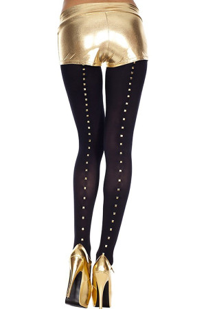 Music Legs Collant noir opaque doré sur l'arrière - MH37001BLK Noir