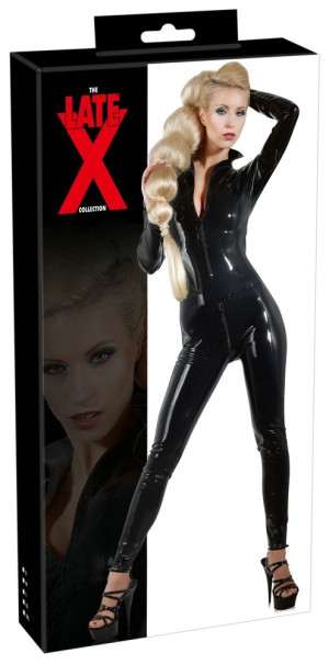 Late X Latex Catsuit Manche longues Noir Noir
