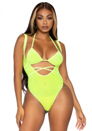 Leg Avenue 89284 Haut Bikini avec bodysuit Vert fluo