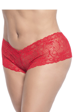 Mapalé Shorty en dentelle rouge grande taille - MAL90XRED Rouge