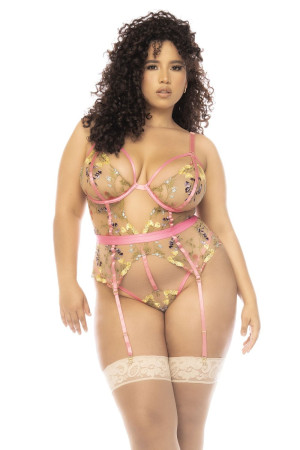 Mapalé Body guépière grande taille avec dentelle brodée florale Sydney Rose