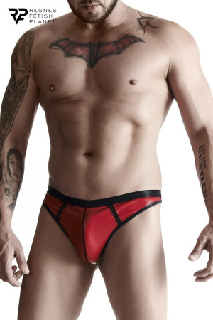 Regnes String en wetlook rouge Rouge