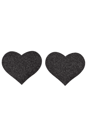 Be Lily Accessoires Paire de cache tétons adhésifs coeur pailleté noir